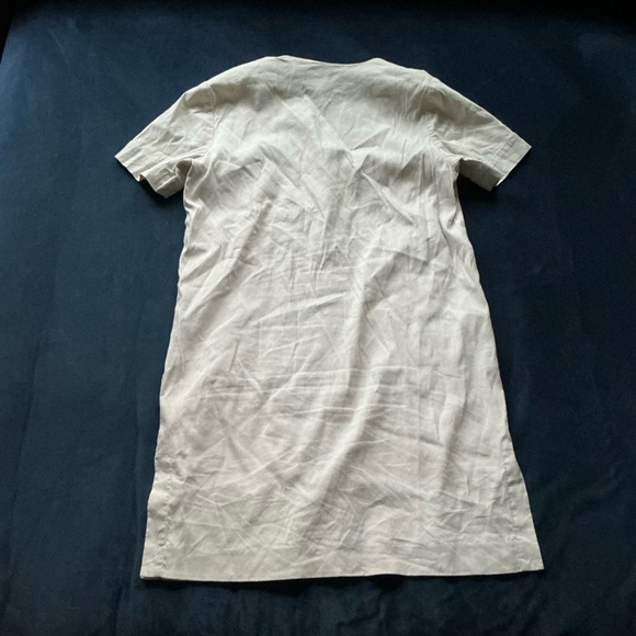 Theory Slit Front Linen Blend Beige Caliver Shift Dress‎ - Picture 5 of 5